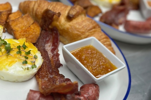 bacon, croissant and egg