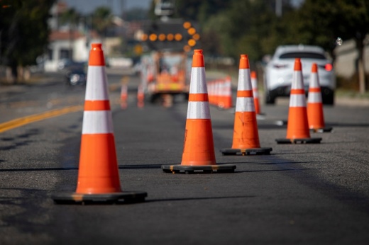 stock photo of traffic cones