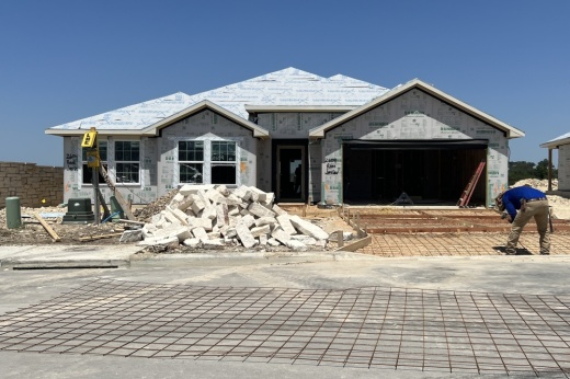 Home under construction in Leander's Bar W Ranch neighborhood