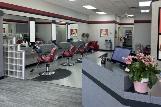 A salon with salon chairs