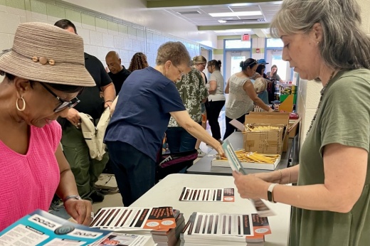 School supplies event volunteers