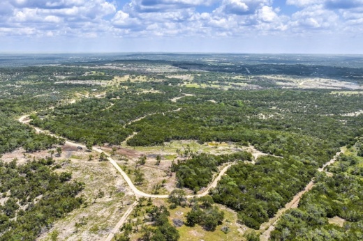 An aerial view of undeveloped land in the Hill Country.