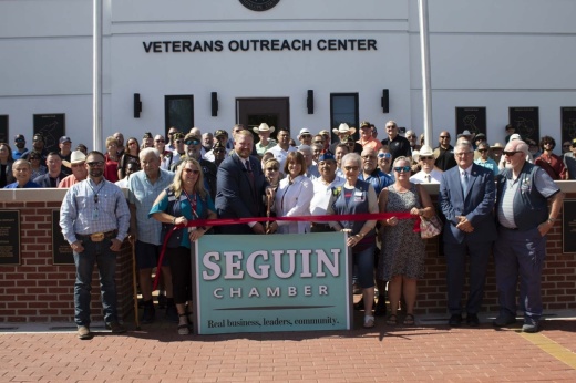Guadalupe County officials and gathered in front of the Veterans Outreach Center.