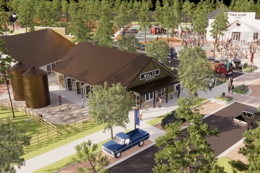 Oxland Group unveiled plans for its 1,800-acre master-planned community Two Step Farm, which will include homes, a goat farm and music venues, among other amenities. (Rendering courtesy Oxland Group)