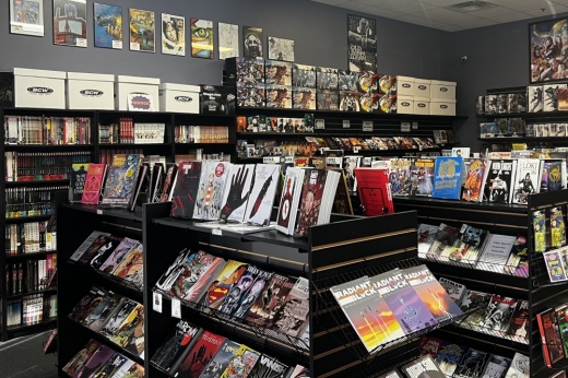comic books on shelves