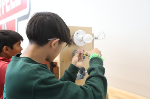 Students working at school on a CTE project