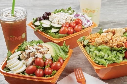 three different salads and one drink