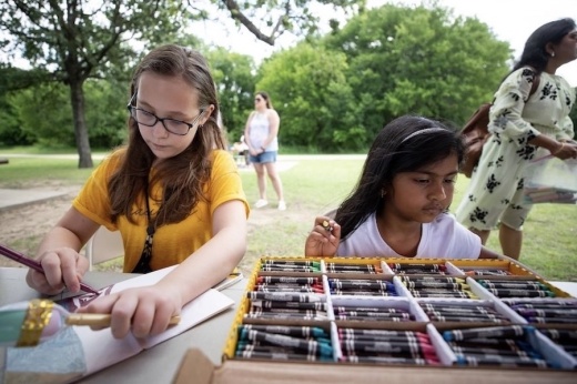 Picture of some girls working on an art project