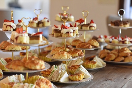 A table filled with desserts.
