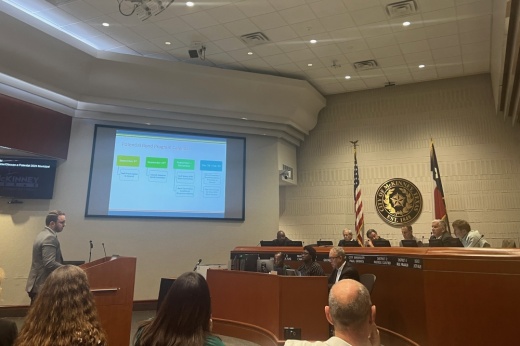 Trevor Minyard presenting at council