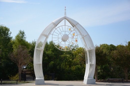 "Rocket," an artwork that serves as a gateway to trails in Heights Park