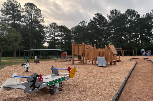 Construction on a new playground at Matheson Park in Tomball was completed April 3. (Lizzy Spangler/Community Impact)
