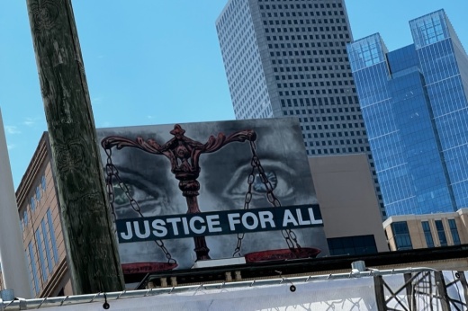 This is a photo of a Houston mural on justice.