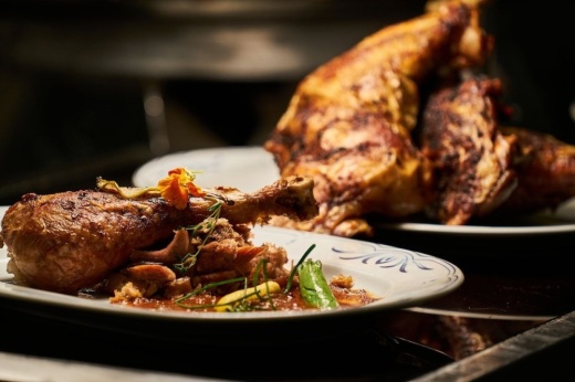 Roast chicken plated