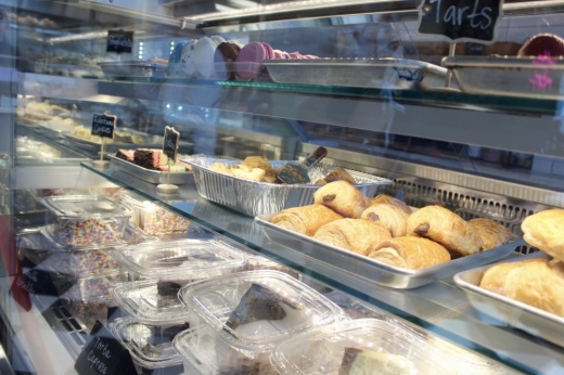 baked goods through a display case at Pietro's