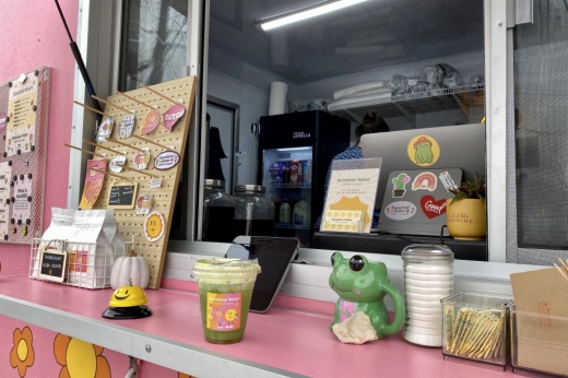A baklava matcha at Sunshine Sisters coffee truck.