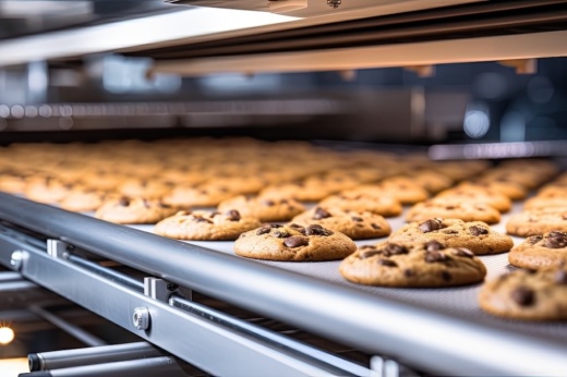 Cookies sit on professional baking racks.