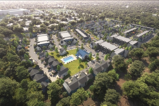 A rendering of an aerial view of the rental community. (Rendering courtesy Marquette)