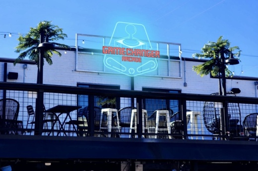 A Game Changer building with neon sign