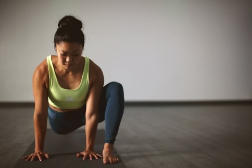 Yogi practices pose.