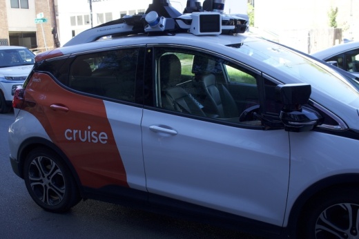 A self-driving car from company Cruise on West Campus in Austin, Texas.