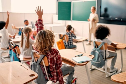 Stock image of children in a classroom
