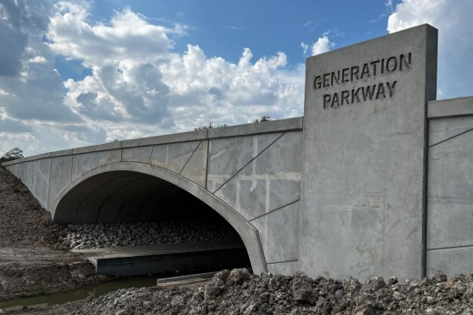 View of the bridge of Generation Parkway under construction. (Courtesy McCord Development)