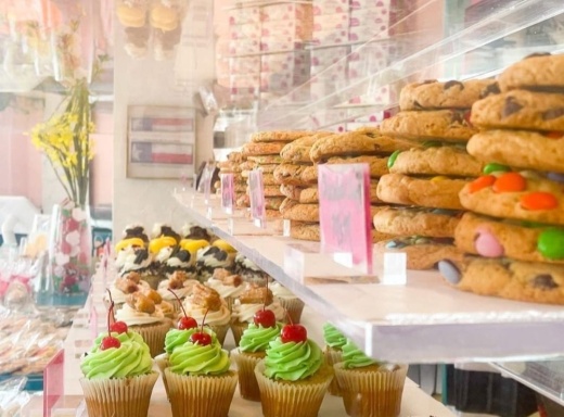 Shelves of baked goods