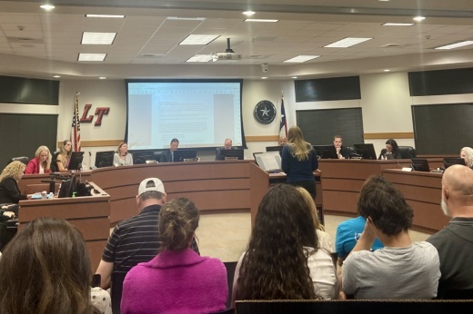 A Lake Travis ISD school board meeting