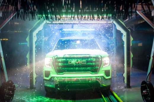 Truck going through the car wash