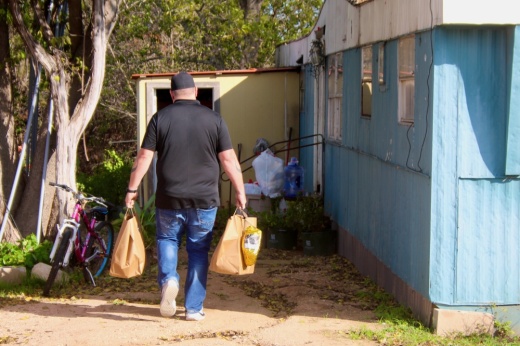 Mike Dahlhauser delivering groceries