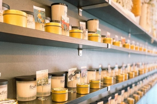 Candles on shelves