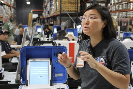 This is a photo of a Harris County election worker