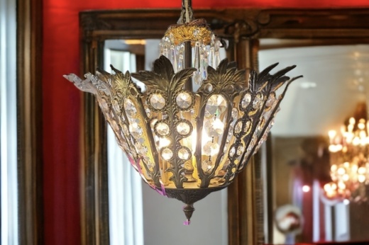 lamp hanging from the ceiling