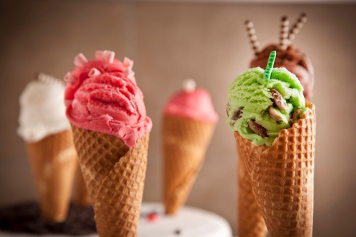 Ice cream in waffle cones