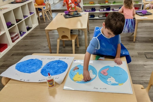 A student at Klein-Spring Montessori completes an art project at the child care center in Spring, which officials said has struggled to meet capacity since the pandemic began. (Courtesy Klein-Spring Montessori)