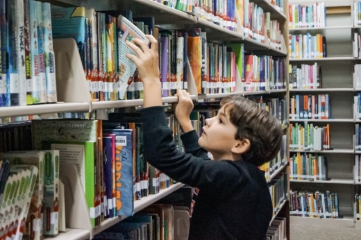 Nine-year-old Liberty Hill resident Lucy Lundell has read almost every graphic novel at the Liberty Hill library. (Chloe Young/Community Impact)