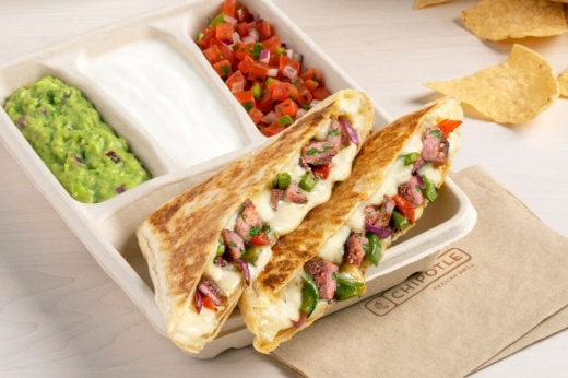 carne asada quesadilla plate from Chipotle