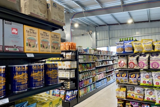 Full shelves in a store.