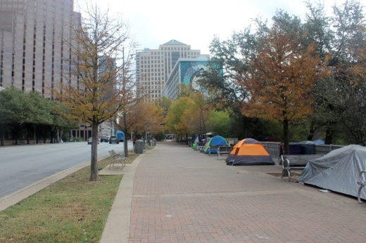 tents on sidewalk