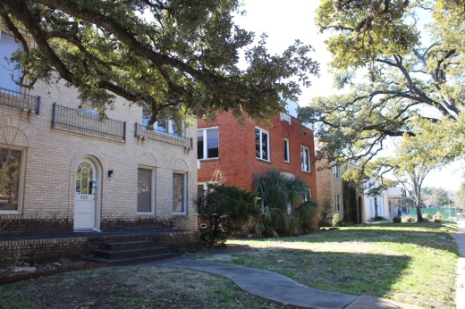 several houses line a street