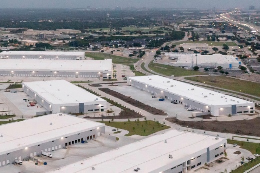 Aerial image of new buildings added to Live Oak Logistics Park in The Colony.