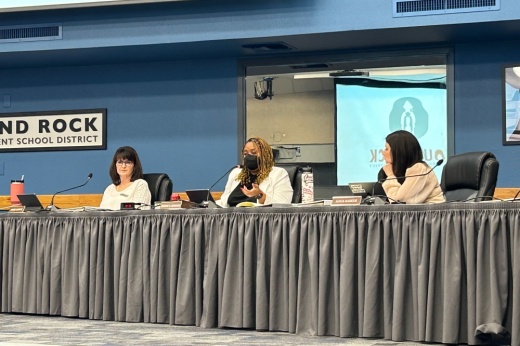 In discussions started by Place 6 trustee Tiffanie Harrison (center), the Round Rock ISD board of trustees revisited the topic of single-member districts Dec. 12. (Brooke Sjoberg/Community Impact)