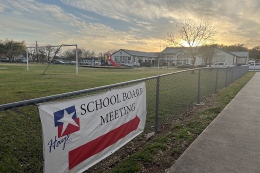 Hays CISD board meeting sign