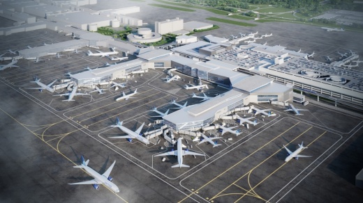 Part of a $2.6 billion expansion at George Bush Intercontinental Airport, the Terminal B North Concourse expansion is set to be complete in 2026. (Rendering courtesy United Airlines)