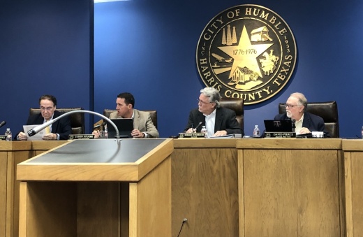 Humble City Council members sitting at the dais