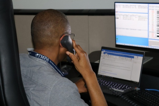 Crisis Call Diversion employee working from a call center. (Courtesy Fort Bend County Sheriff's Office)