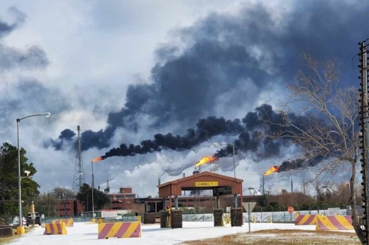 This is a photo of Exxon Mobil's Baytown Olefins Plant and the surrounding community.