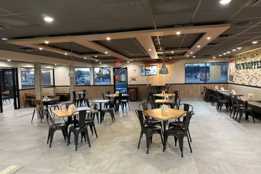 Interior of an updated Burger King restaurant
