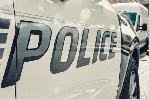 The side of a police car.